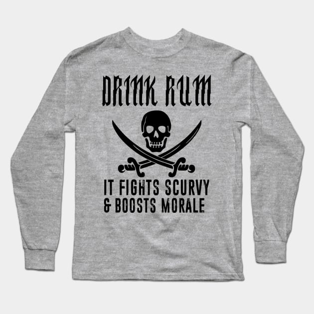 Drink Rum Long Sleeve T-Shirt by RightBrainIndustries